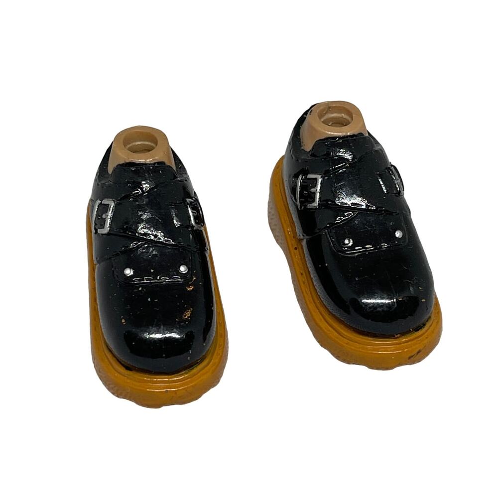 Bratz Boyz Footwear Black Platform Buckle Shoes Rust Bottom